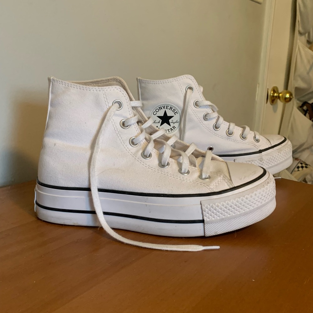 White high top platform converse